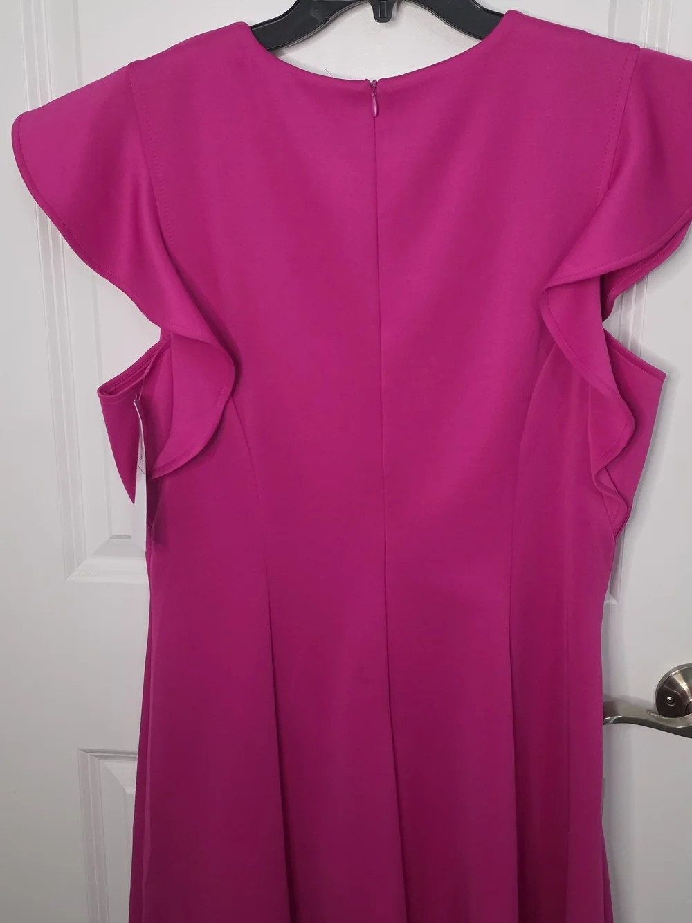 London Times Bright Fuchsia Ruffle Sleeve A-Line Dress